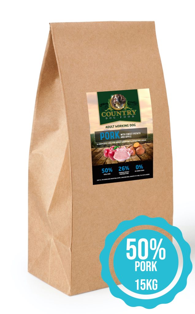 Country Dog Food - Heaven Scent Working dog food with 50% pork, sweet potato and apple